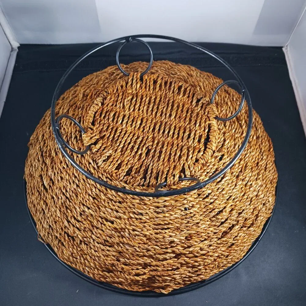 Hand Woven Metal Frame Pedestal Basket